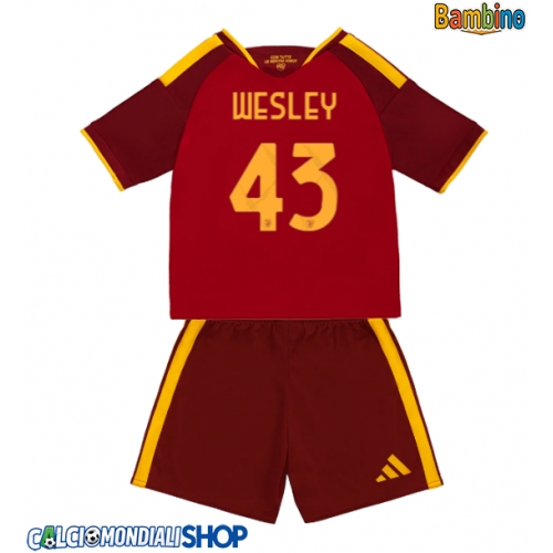Maglie da calcio AS Roma Wesley Franca #43 Prima Maglia Bambino 2026-27 Manica Corta + Pantaloni corti)